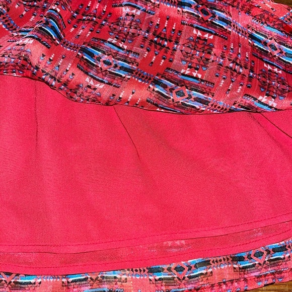 Aqua X Pendleton smocked mini skirt red medium tiered geometric lightweight - Picture 6 of 9